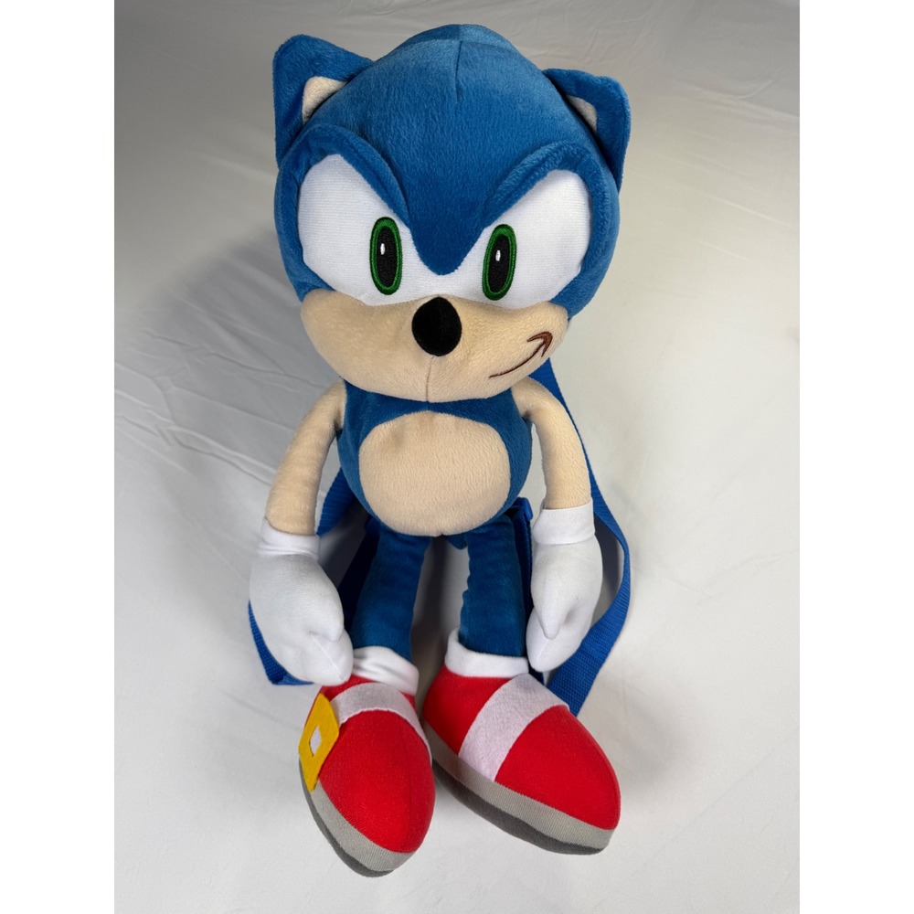 Sonic the Hedgehog 18" Plush Backpack Blue SEGA Adjustable Straps.